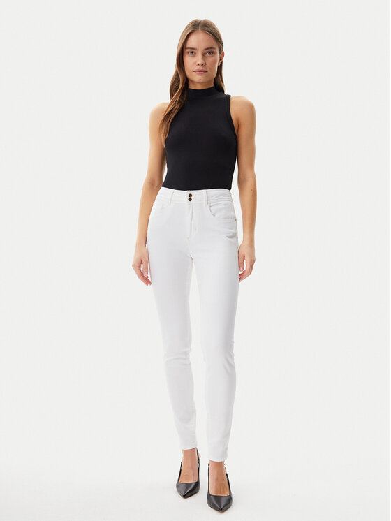 Guess Guess Jeansy W5GA34D5N72 Bílá Slim Fit