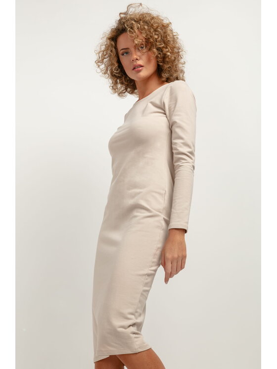 Tessita Tessita Sukienka codzienna T377 Beżowy Straight Fit