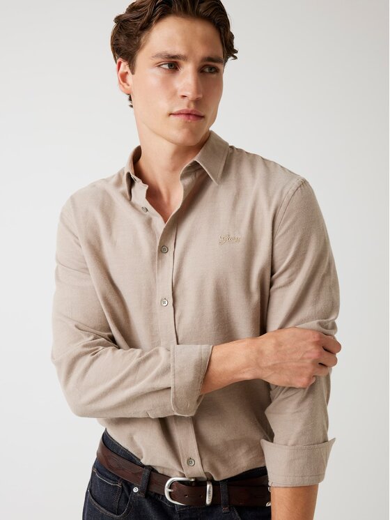 Guess Guess Πουκάμισο 178972 Καφέ Classic Fit