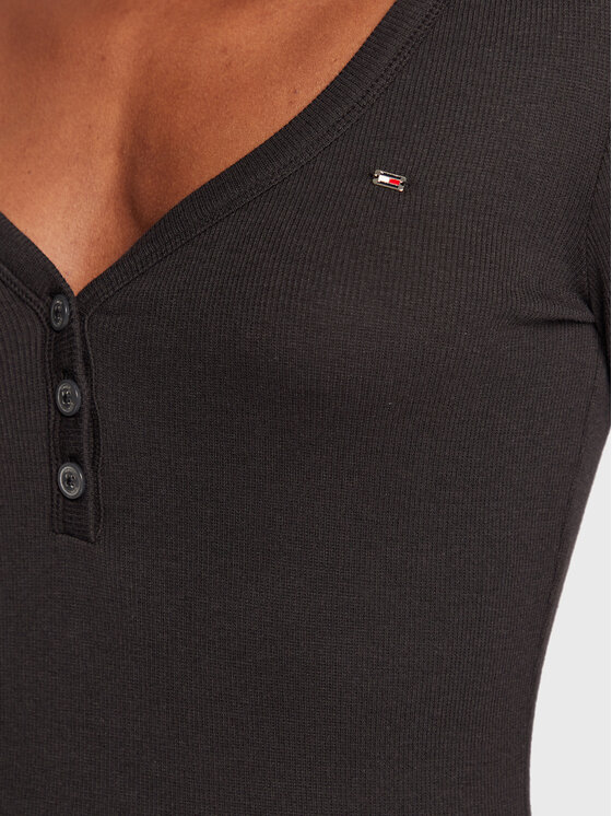 Tommy Hilfiger Tommy Hilfiger Blusa Henley WW0WW36148 Nero Slim Fit