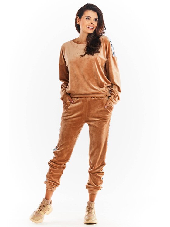 Awama Awama Bluza A374 Beżowy Basic Fit