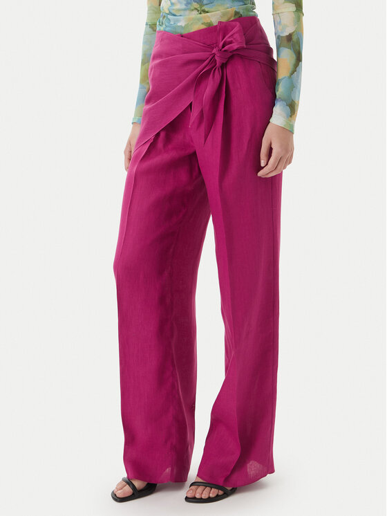 Marella Marella Medžiaginės kelnės Solista 2613131114 Rožinė Relaxed Fit