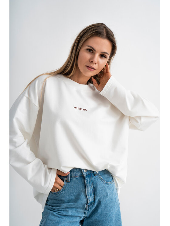 Mirons Mirons Bluzka Longsleeve Cream Face Écru Oversize