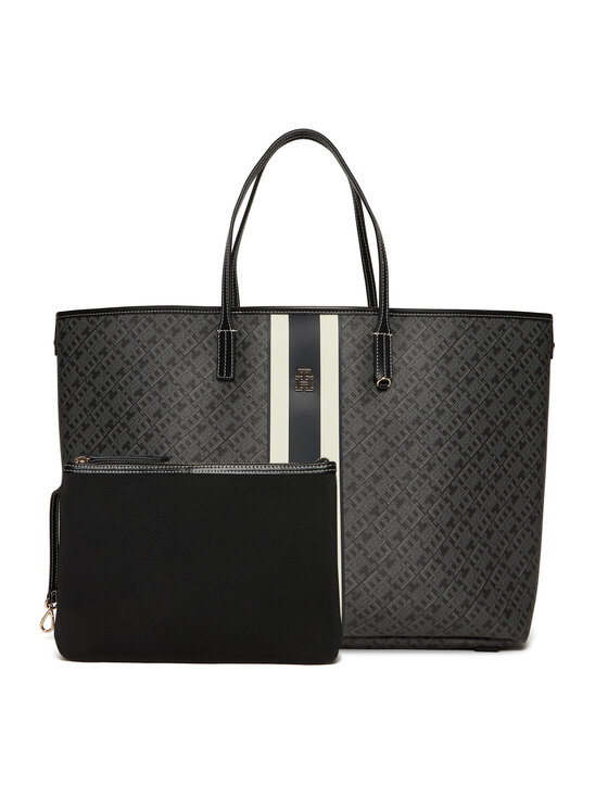 Tommy Hilfiger Tommy Hilfiger Táska Th Monoplay Le Maxi Tote AW0AW17697 Fekete