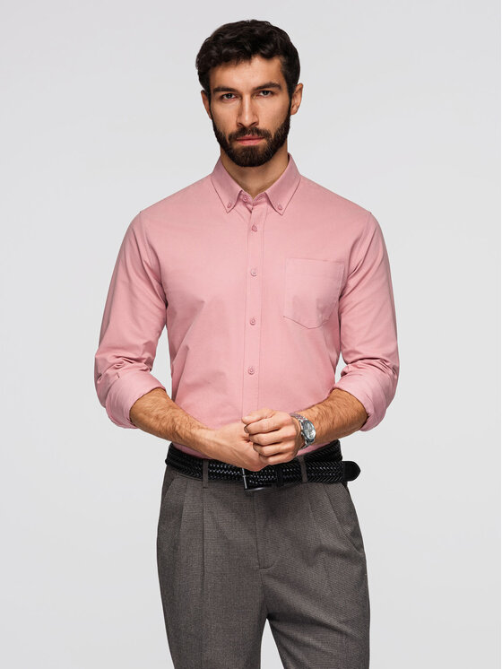 Ombre Ombre Koszula K700 Różowy Regular Fit