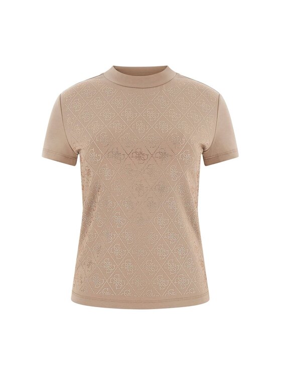 Guess Guess T-Shirt W4BI26 J1314 Μπεζ Regular Fit