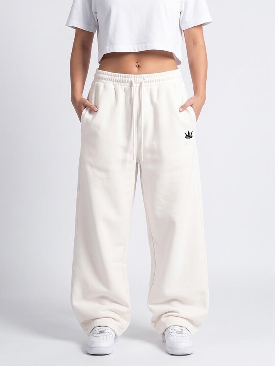 Jigga Wear Jigga Wear Spodnie dresowe Szerokie Ecru 133088 Biały Regular Fit