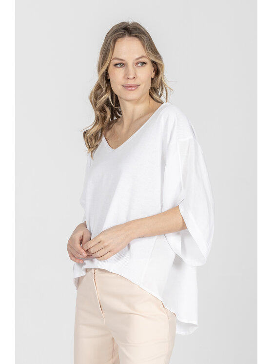 Deni Cler Milano Deni Cler Milano Sweter T-DC-S212-F2-20-10-1 Biały Loose Fit