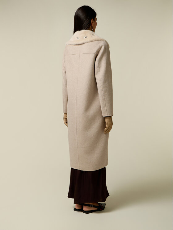 Oltre Oltre Płaszcz zimowy 8019R001317N013 Kremowy Regular Fit