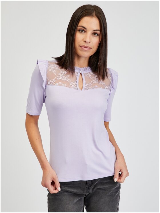 Orsay Orsay T-Shirt 150230447000__L Fioletowy Regular Fit