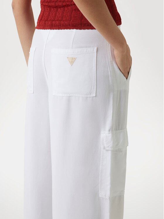 Guess Guess Kalhoty z materiálu 172575 Bílá Slim Fit