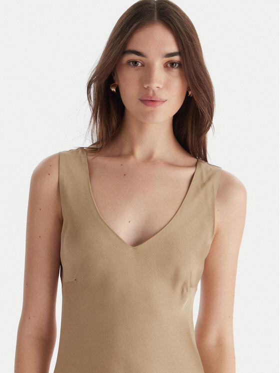 ViCOLO ViCOLO Kokteilinė suknelė TF0247 Smėlio Regular Fit