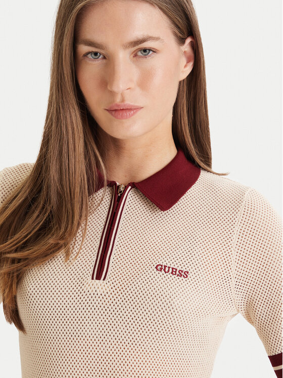 Guess Guess Тениска с яка и копчета V6GR04 Z0725 Бежов Regular Fit