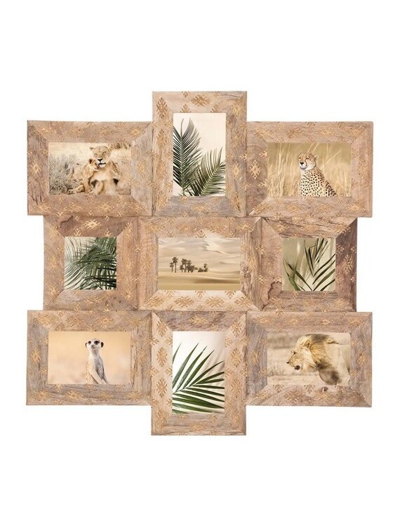 MIAhome MIAhome Ramka na zdjęcia Multiramka na 9 zdjęć Africa 58x58 cm Beżowy