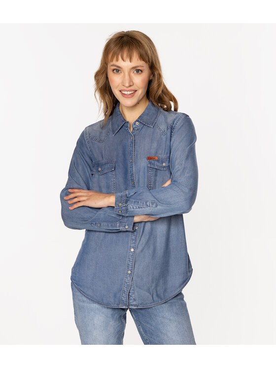 Lee Cooper Lee Cooper Koszula jeansowa CENTA 5018 Niebieski Regular Fit