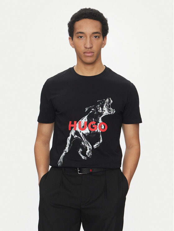 Hugo T-shirt Deyladec 50530607 Nero Oversize, taglia : L