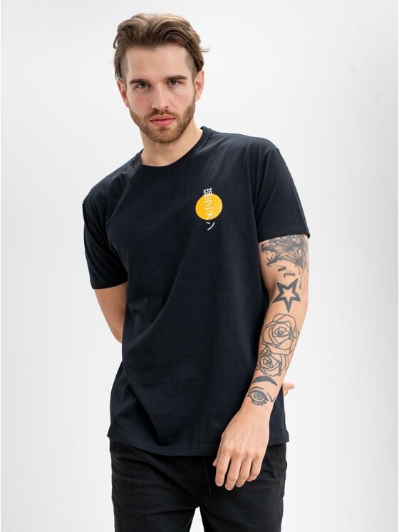 MyStars MyStars T-Shirt Koszulka Z Krótkim Rękawem Czarna My Stars Ramen Neko M Czarny Regular Fit