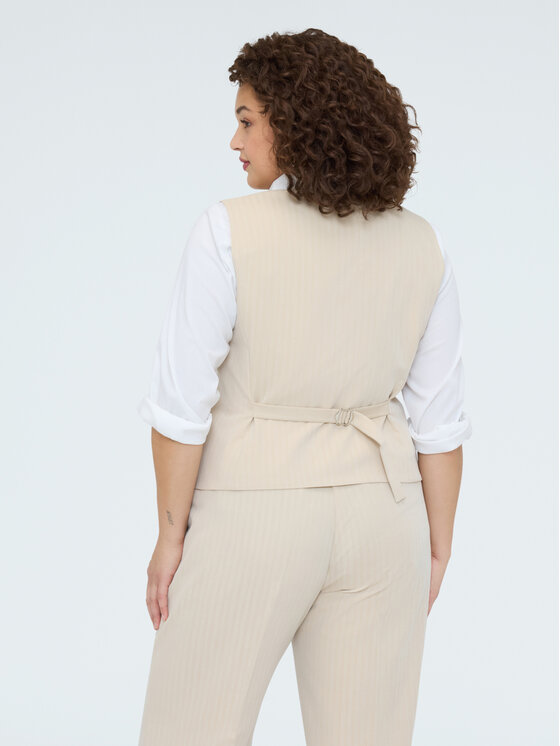 Fiorella Rubino Fiorella Rubino Kamizelka L001T100069N0R2 Kremowy Regular Fit