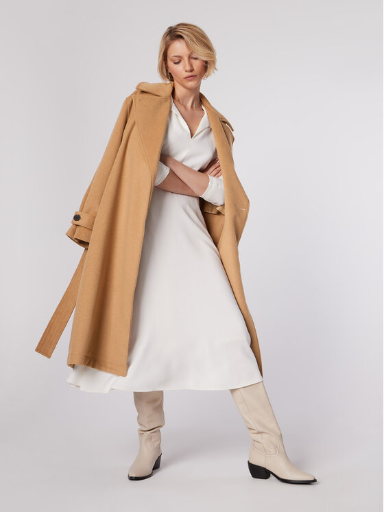 Simple Simple Pārejas mētelis PLD502-03 Bēšs Relaxed Fit