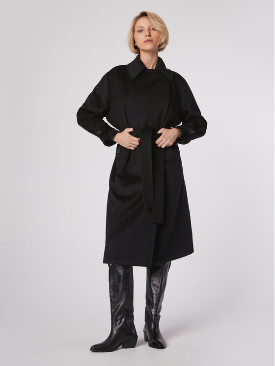 Simple Simple Prijelazni kaput PLD502-01 Crna Relaxed Fit