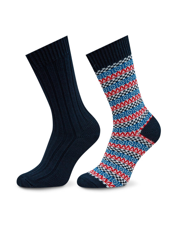 Pepe Jeans Pepe Jeans Sada 2 párů vysokých ponožek unisex PMU30005 Tmavomodrá