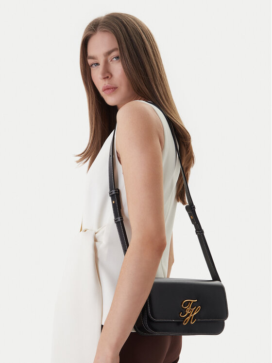 Tommy Hilfiger Tommy Hilfiger Kabelka Th Script Flap Crossover AW0AW18399 Čierna