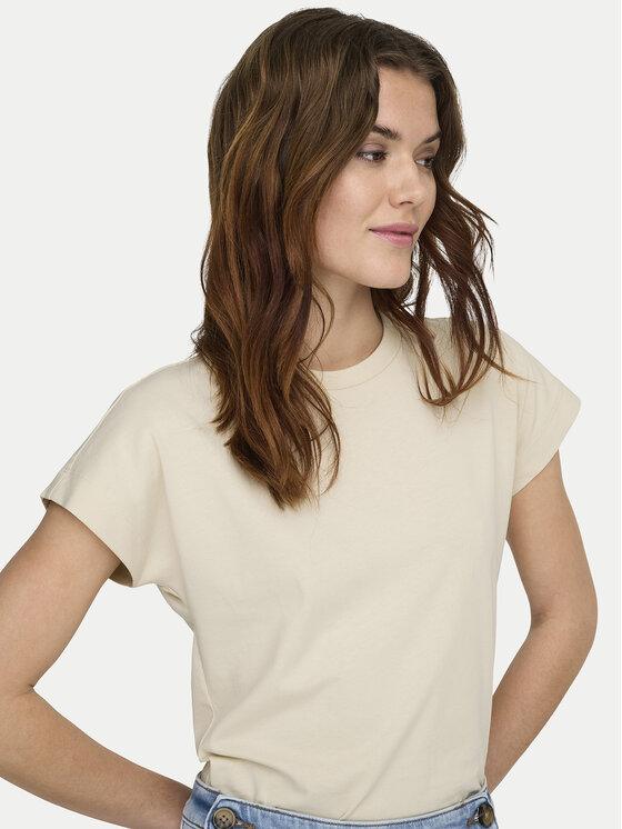 ONLY ONLY T-Shirt Erica 15308926 Beżowy Oversize