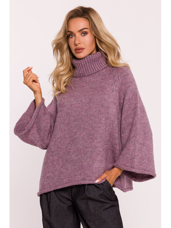 Made of Emotion Made of Emotion Sweter M822 Fioletowy Baggy Fit