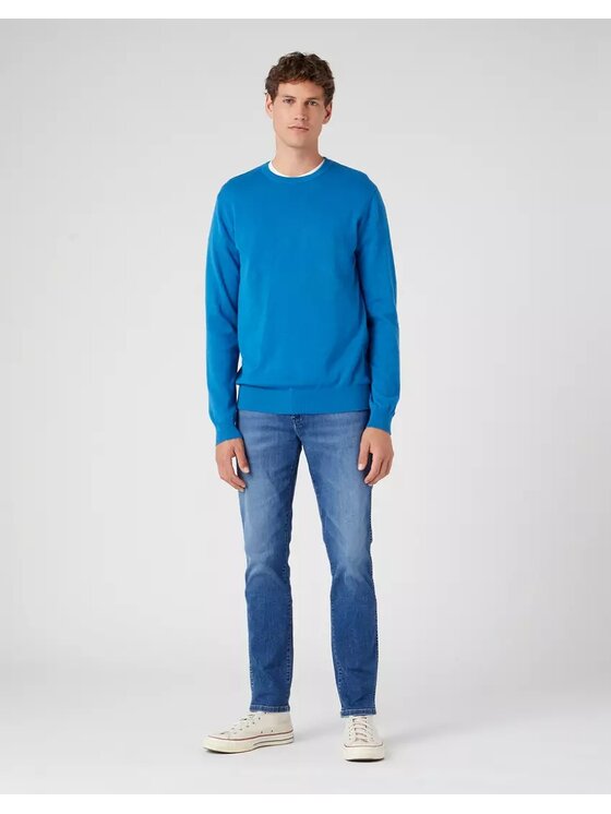 Wrangler Wrangler Sweter CREWNECK KNIT Niebieski Regular Fit