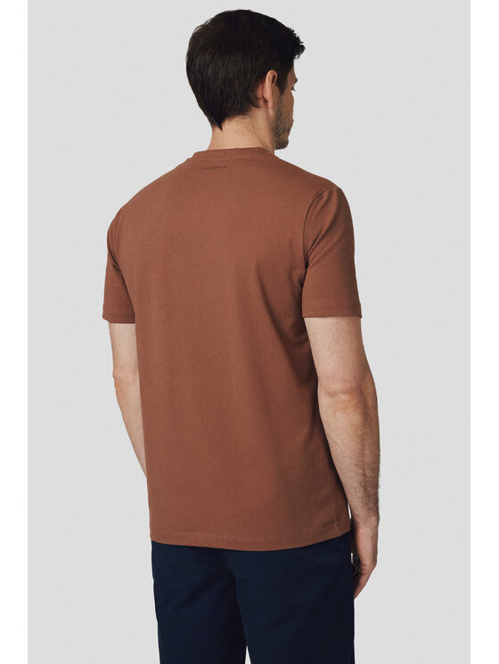 Lancerto Lancerto T-Shirt Koszulka z Bawełną Ciemnobeżowa Jeffrey TS073125000003 Beżowy Regular Fit