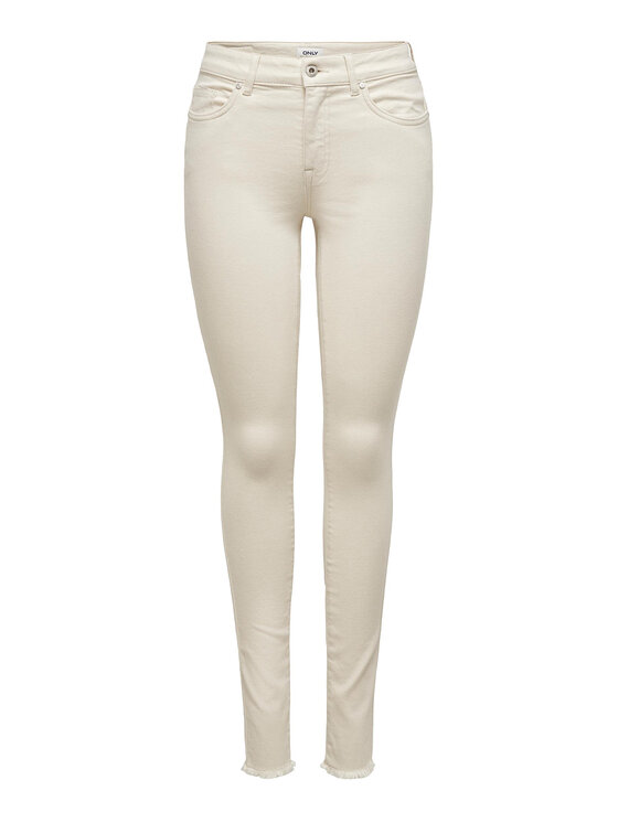 ONLY ONLY Jeansy 15218655 Écru Skinny Fit