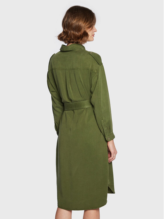 Pepe Jeans Pepe Jeans Rochie tip cămașă Lidia PL953139 Verde Relaxed Fit