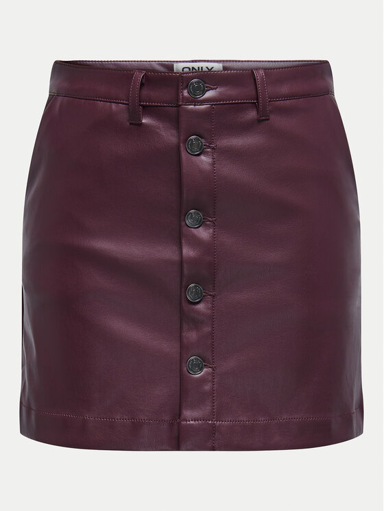 ONLY ONLY Dirbtinės odos sijonas Amazing 15331876 Vyšninė Slim Fit