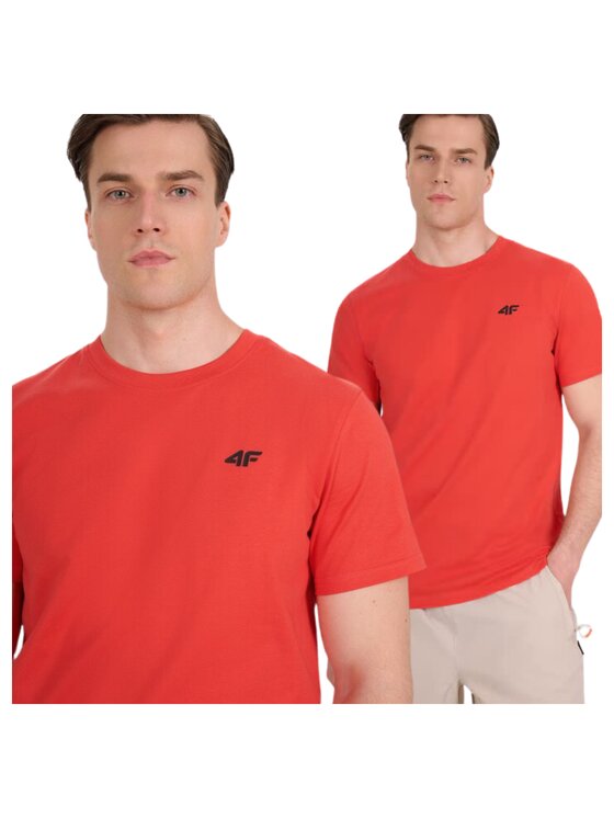 4F 4F T-Shirt 4FWMM00TTSHM2256-062S Czerwony Regular Fit