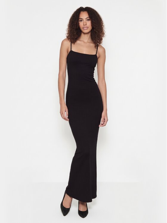 BASICLO BASICLO Sukienka dzianinowa W-2151 Czarny Slim Fit