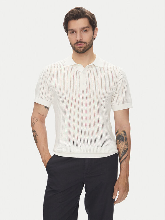 Lindbergh Polokošeľa 30-804126 Écru Relaxed Fit