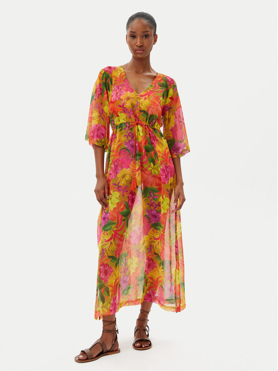 Selmark Sukienka plażowa BL596 Kolorowy Relaxed Fit