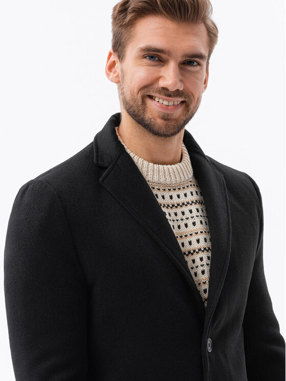 Ombre Ombre Kabát pro přechodné období OM-COWC-0105 Černá Regular Fit