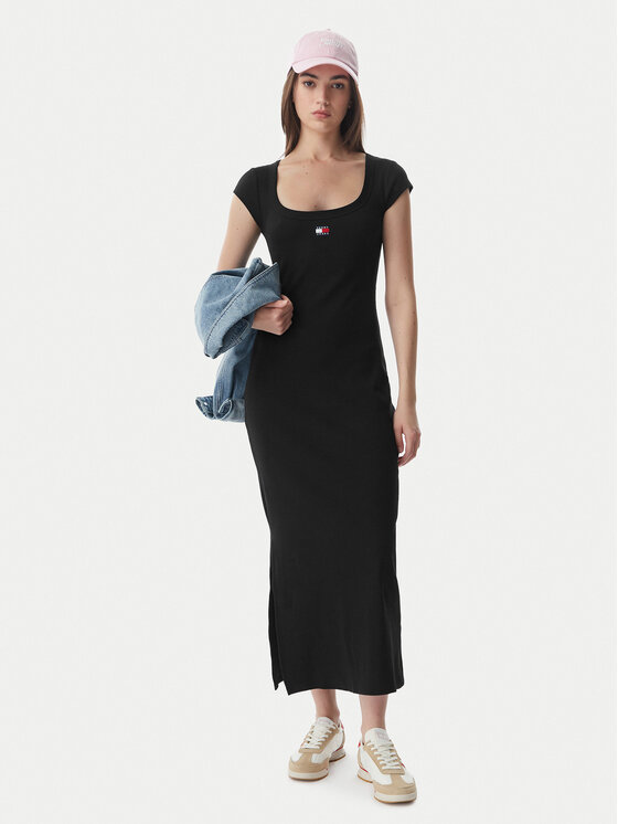 Tommy Jeans Tommy Jeans Kleid für den Alltag Badge DW0DW22841 Schwarz Slim Fit