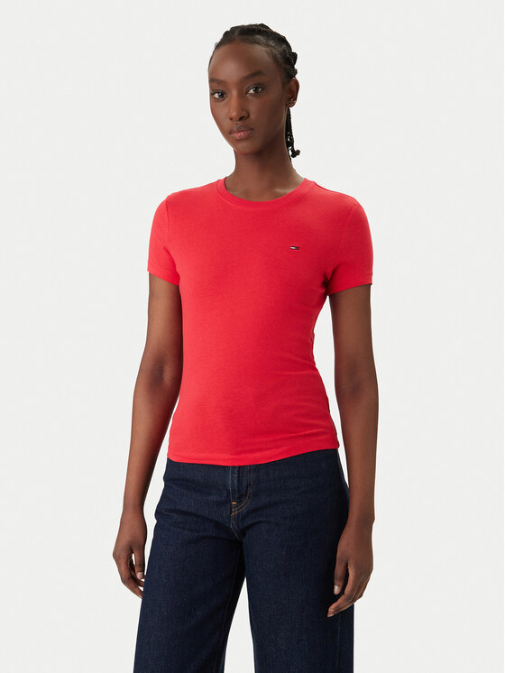 Tommy Jeans Tommy Jeans T-Shirt DW0DW20459 Czerwony Slim Fit