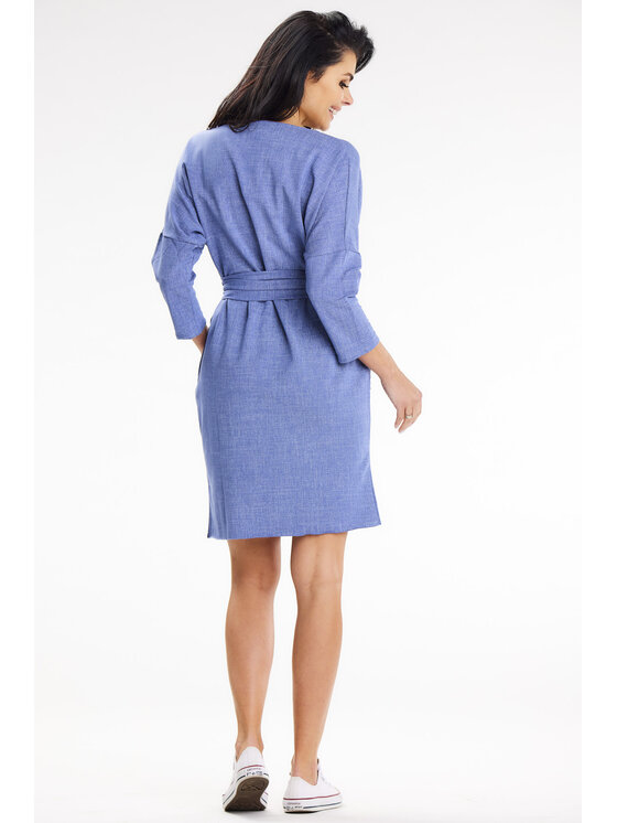 Awama Awama Sukienka A654 Niebieski Basic Fit
