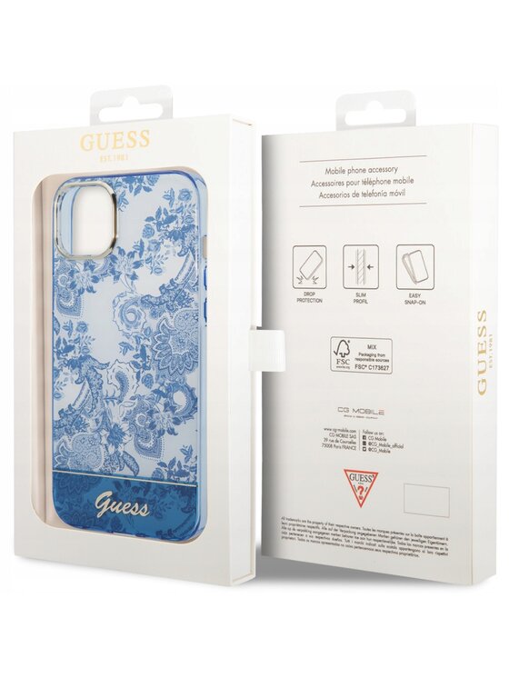 Guess Guess Etui na telefon Porcelain Niebieski