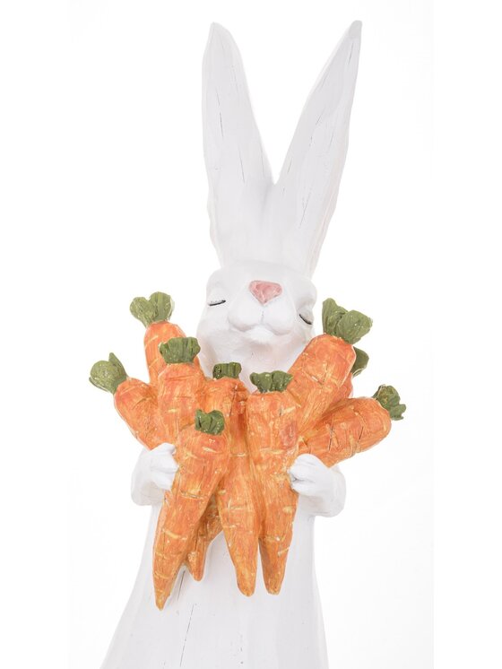 MIAhome MIAhome Figurka króliczek z marchewkami 43x15x24 cm Biały