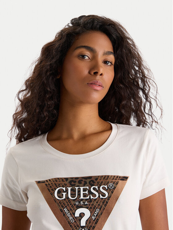Guess Guess T-Shirt W5BI28 J1314 Λευκό Slim Fit