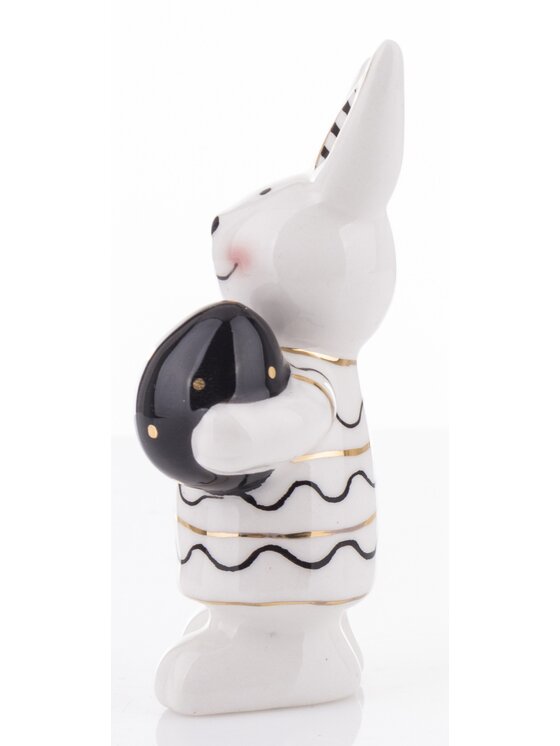 MIAhome MIAhome Figurka małe białe króliczki w prążki 2 szt. 9x4,5x3 cm Biały