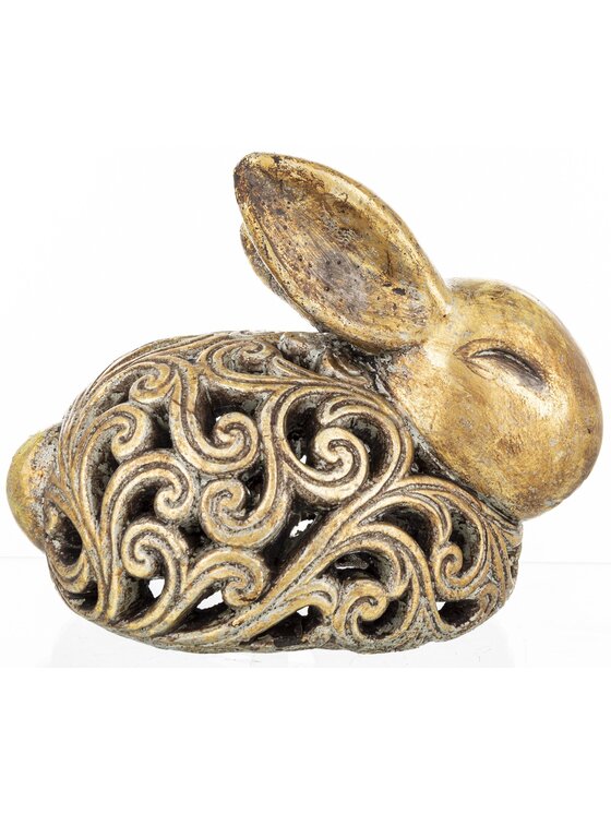 MIAhome MIAhome Figurka królik ażurowy 21x17x25 cm ZŁOTY Złoty