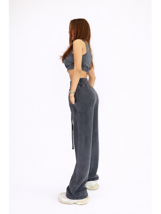 MissDenim MissDenim Spodnie dresowe Double Belt Sweatpants Czarny Oversize