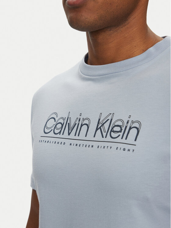 Calvin Klein Calvin Klein T-shirt Double Logo K10K114149 Svijetloplava Regular Fit
