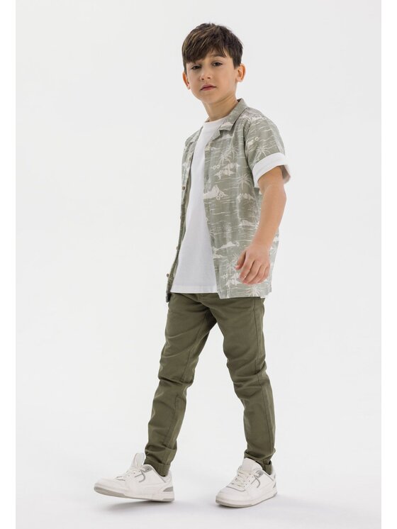 Spodnie materiałowe, rozmiar 116/122, Khaki, 23pant49