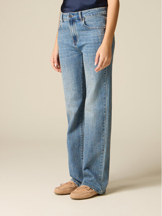 Oltre Oltre Jeansy P459R008883N004 Turkusowy Regular Fit